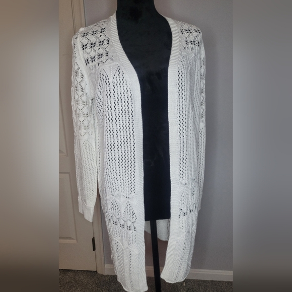 White Open-Front Cardigan Sweater. Size S. NWOT - Picture 2 of 6